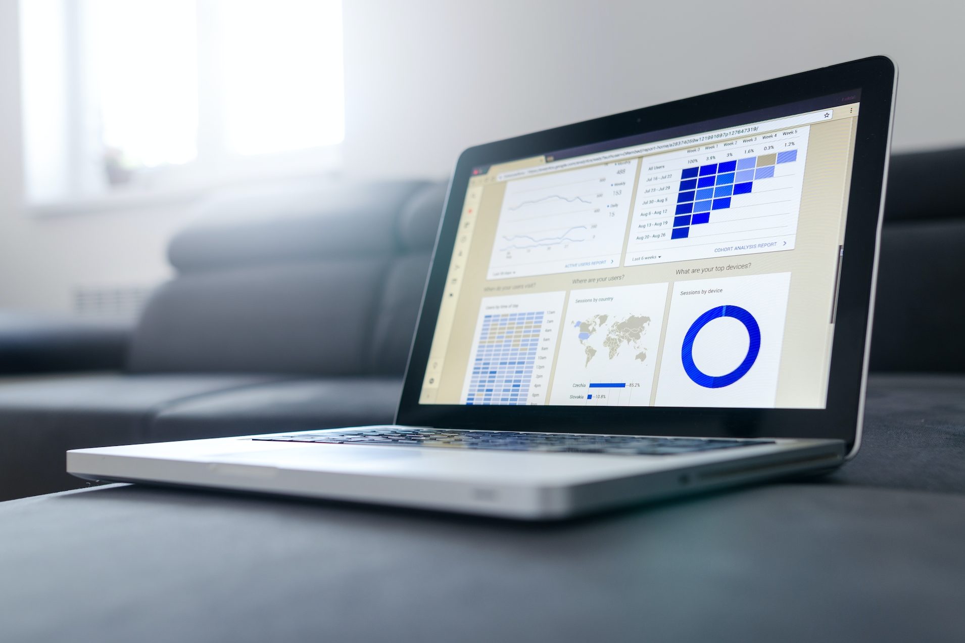 Laptop showing graphs and charts